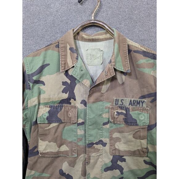 VTG BDU Cold Weather Top Mens Small Regular Woodland Camo Army 72nd FA Patch - Picture 2 of 11